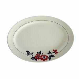 HALL POTTERY KITCHENWARE USA RED POPPY PAT PLATTER PLATE 11” X 8.75”